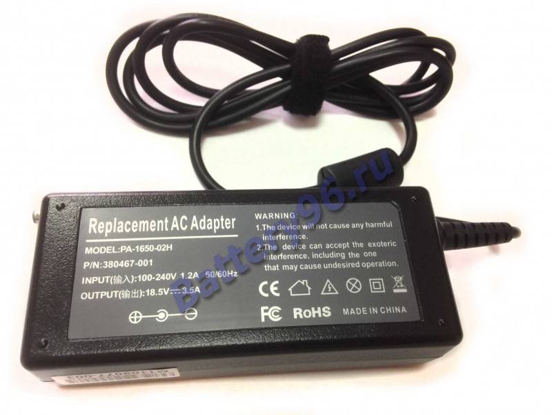 Зарядное уcтройство / блок питания для ноутбука HP / Compaq ( 18.5V 3.5A 4.8x1.7 Bullet ) 102-150-110729-110729