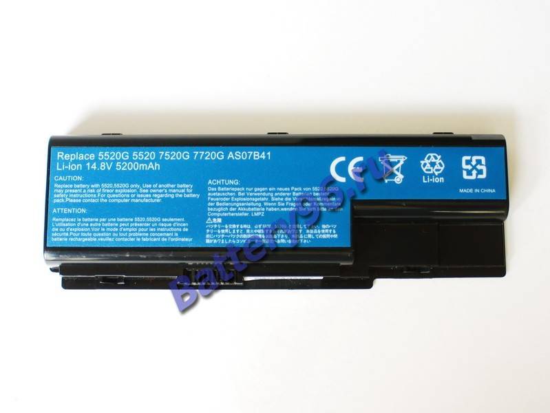 Аккумулятор / батарея ( 14.8V 5200mAh ) для ноутбука Acer Aspire 6530G-802G32Mn 6530G-804G64Bi 6530G-804G64Mn 101-105-100422-113025