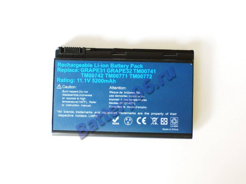Аккумулятор / батарея ( 11.1V 5200mAh ) для ноутбука Acer TravelMate 7520 7520-301G16 7520-401G16Mi 7520-402G16Mi 101-105-100204-107537